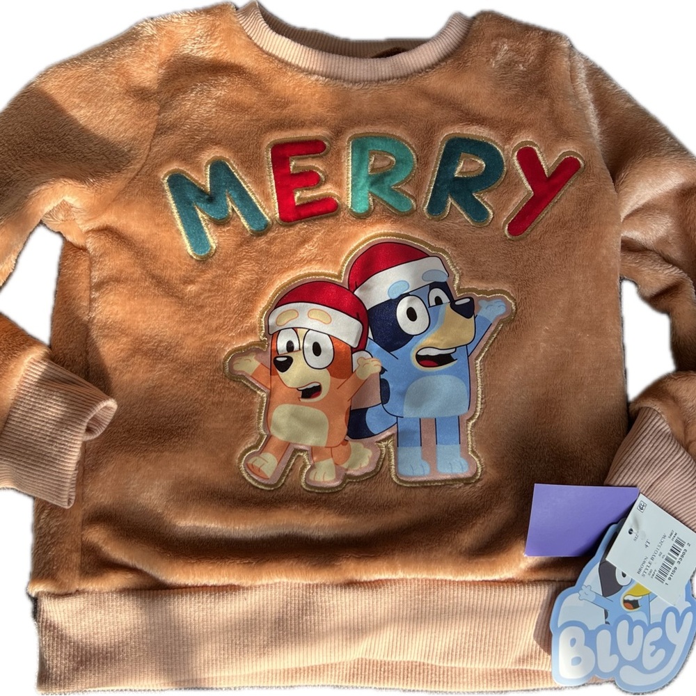 Bluey and Bingo Plush Holiday Sweatshirt, Kids' Size 4T